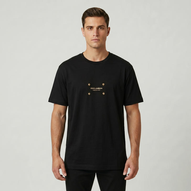 Dolce & Gabbana Gold Stud Tee – Black