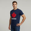 Dsquared2 Distressed Maple Leaf T-Shirt — Navy