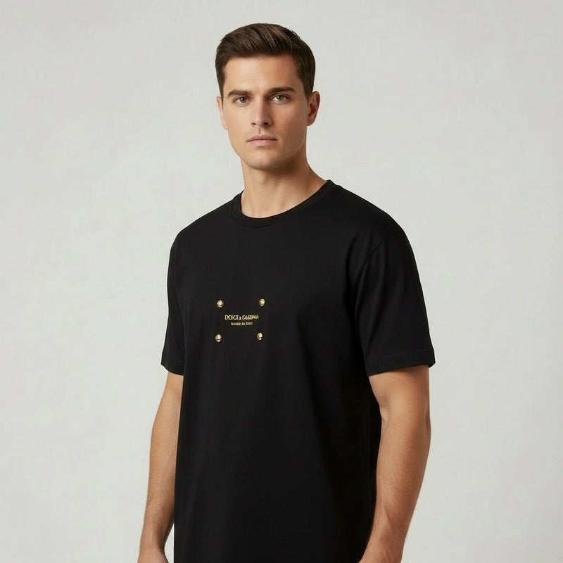 Dolce & Gabbana Gold Stud Tee – Black